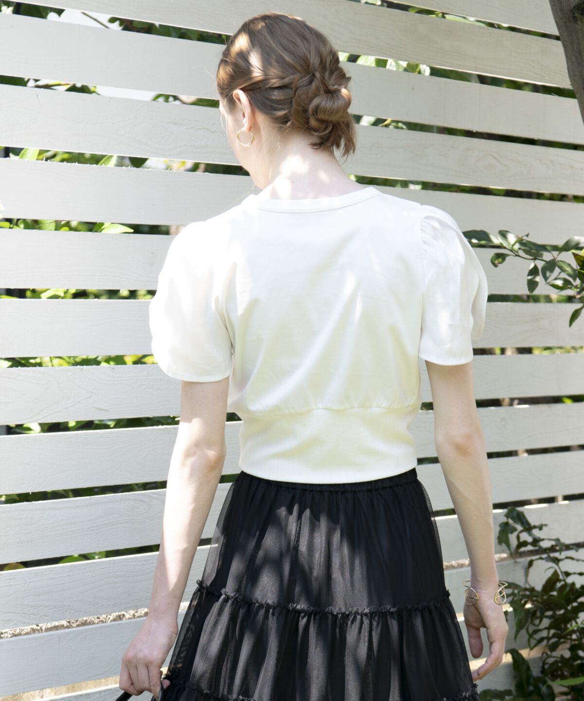 アンドクチュール「クロップドロゴTシャツ」|Tシャツ・カットソー|