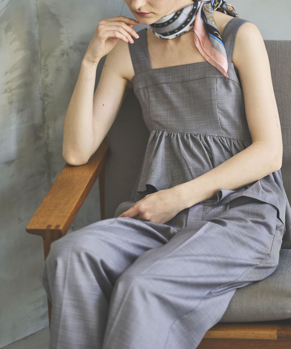 アンドクチュール「シャンブレーハイウエストワイドパンツ」|その他|