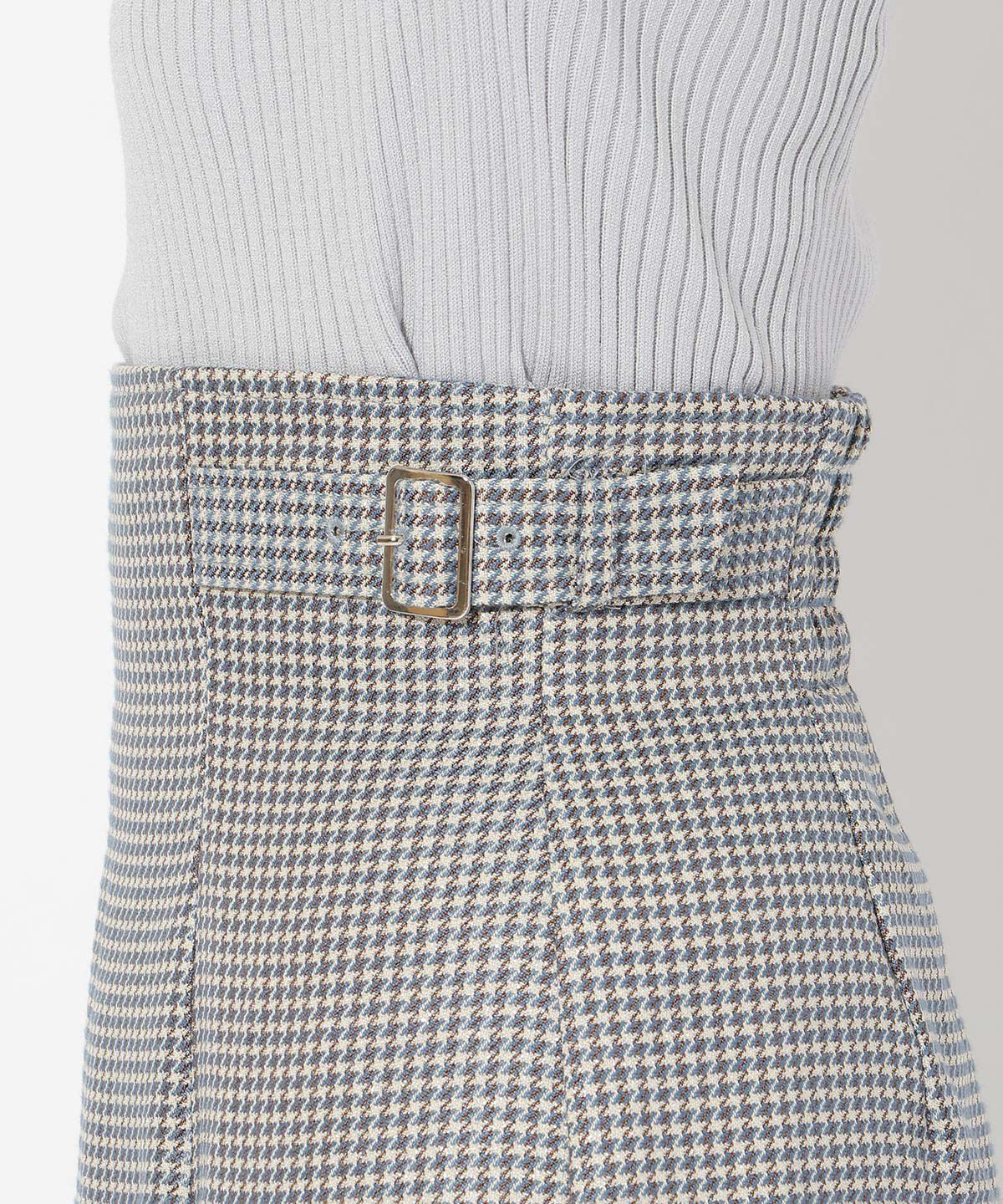 アンドクチュール「サイドベルト千鳥切替スカート」|フレア|