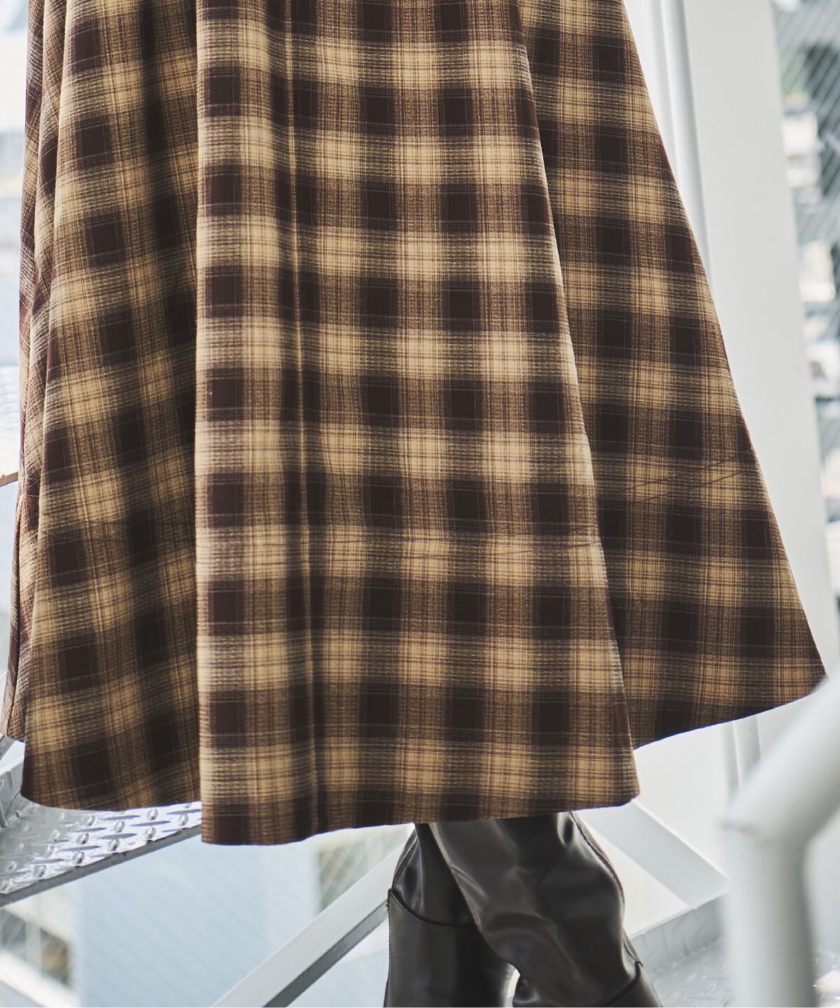 アンドクチュール「チェックウエストタックワンピース」|ワンピース|