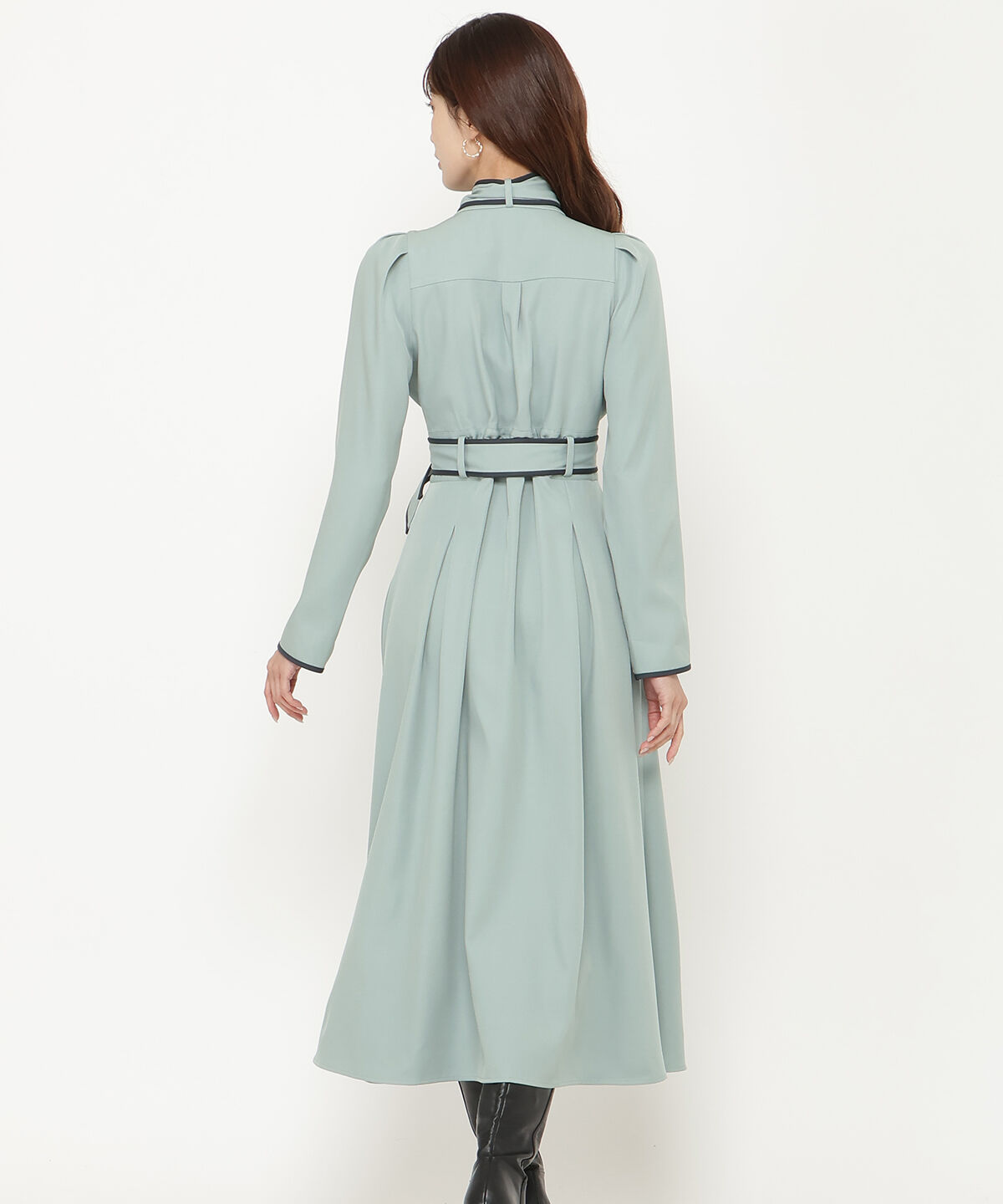 アンドクチュール「配色パイピングボウタイ付きワンピース」|ワンピース|