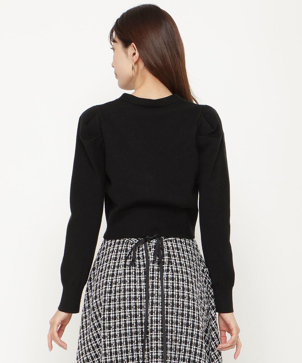 アンドクチュール「袖ギャザーVネックカーデプルオーバー」|カーディガン|