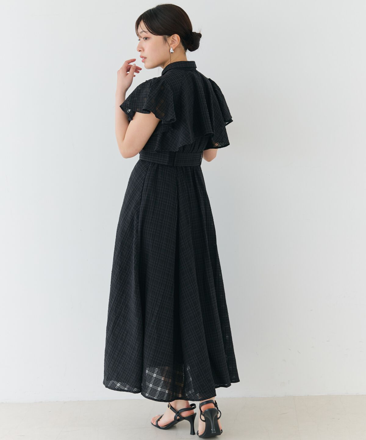 アンドクチュール「シアーチェックフリルリボンワンピース」|ワンピース|