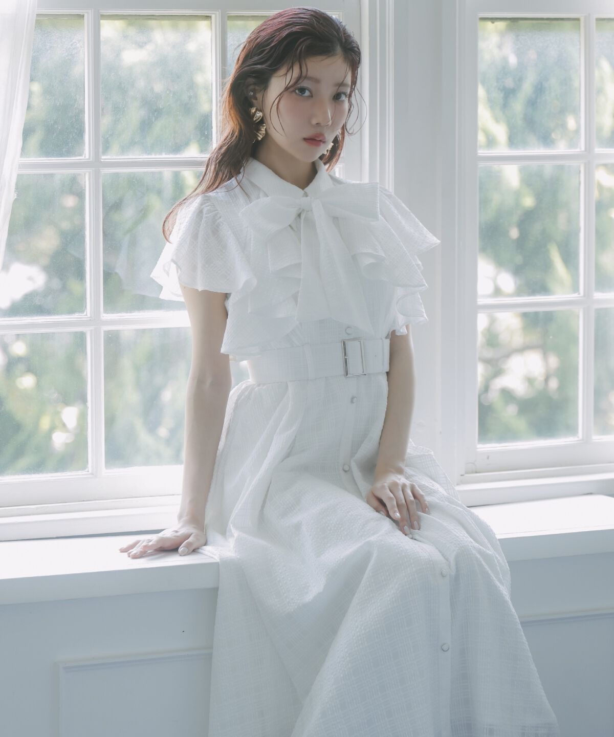 アンドクチュール「シアーチェックフリルリボンワンピース」|ワンピース|