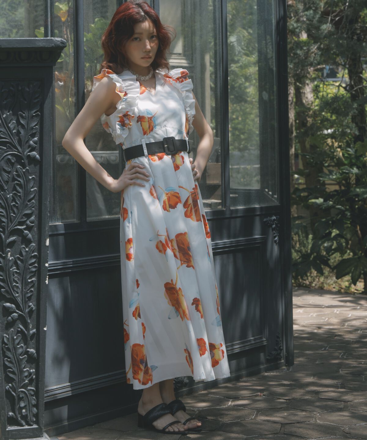 アンドクチュール「サンセットフラワーフリルワンピース」|ワンピース|