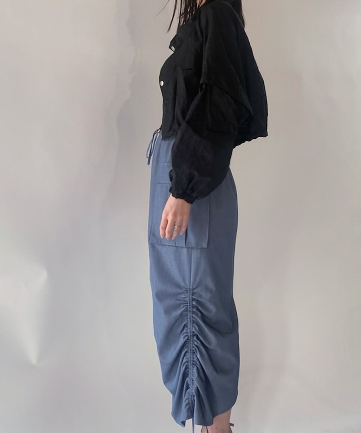 REDYAZEL「ミリタリーポケットデザインドロストマキシスカート」|タイト|