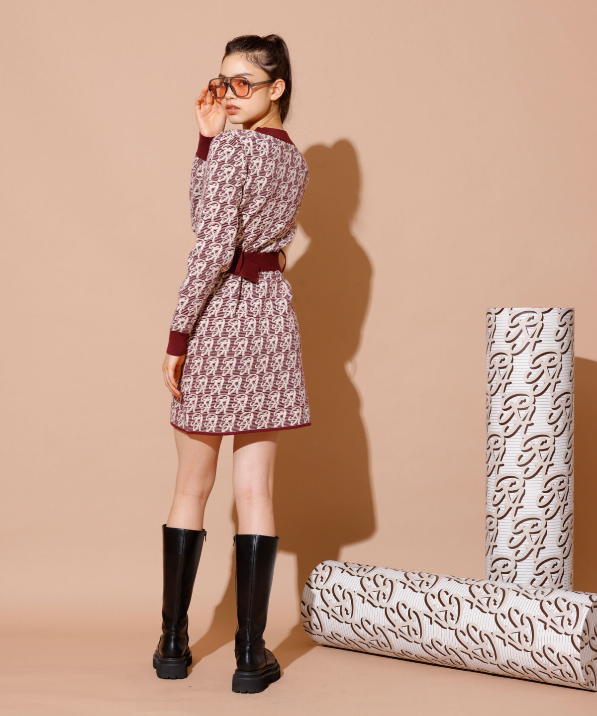 REDYAZEL「モノグラムジャガードニットワンピース」|ワンピース|