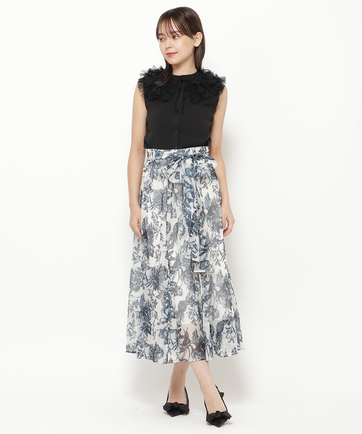 REDYAZEL「フラワープリントスカート」|フレア|