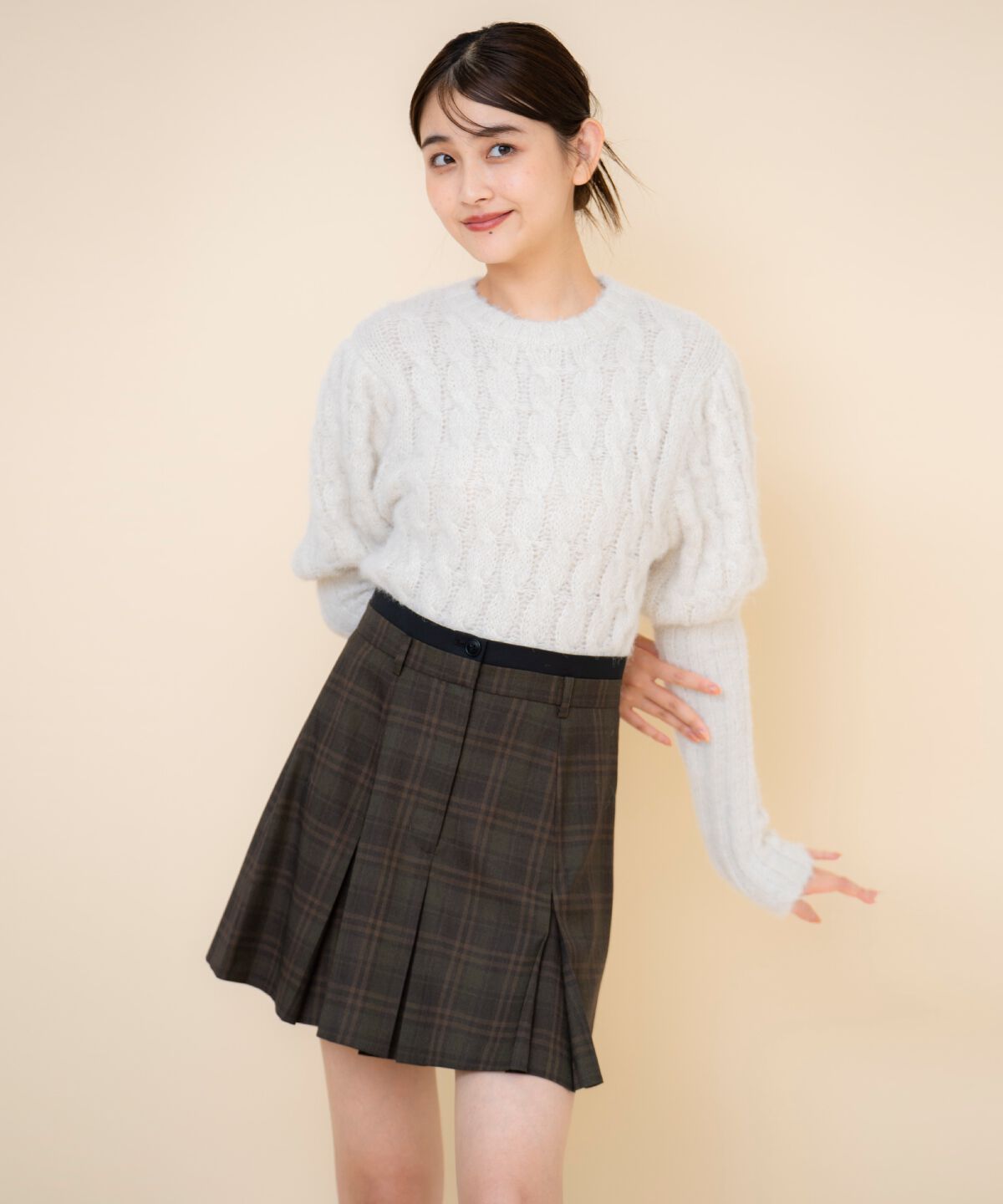 REDYAZEL「ボックスタックチェックスカート」|フレア|