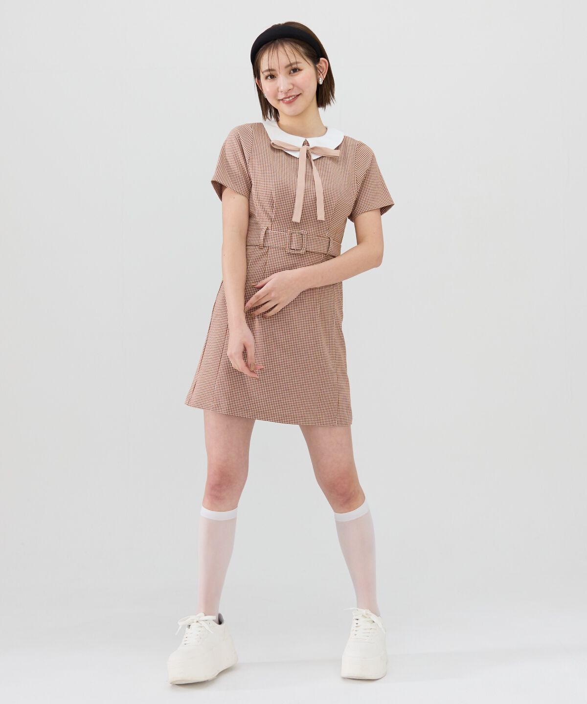 REDYAZEL「ギンガムチェック襟つきミニワンピース」|ワンピース|