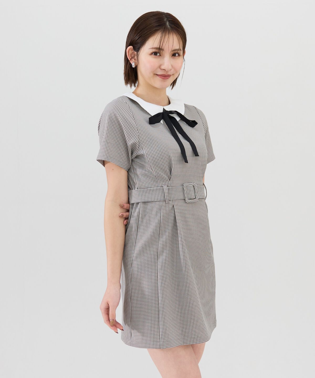 REDYAZEL「ギンガムチェック襟つきミニワンピース」|ワンピース|