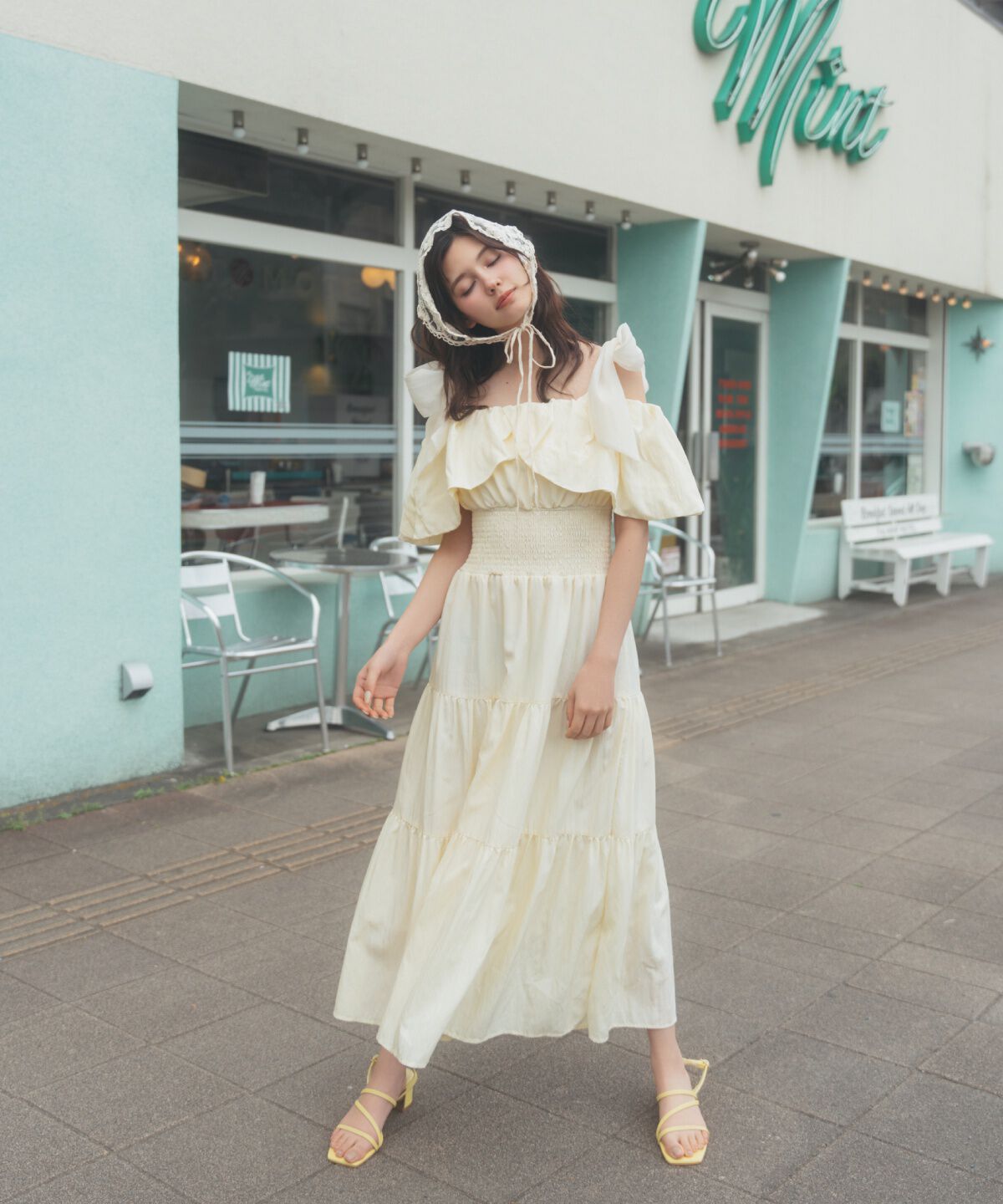 REDYAZEL「ショルダーリボンオフショルワンピース」|ワンピース|