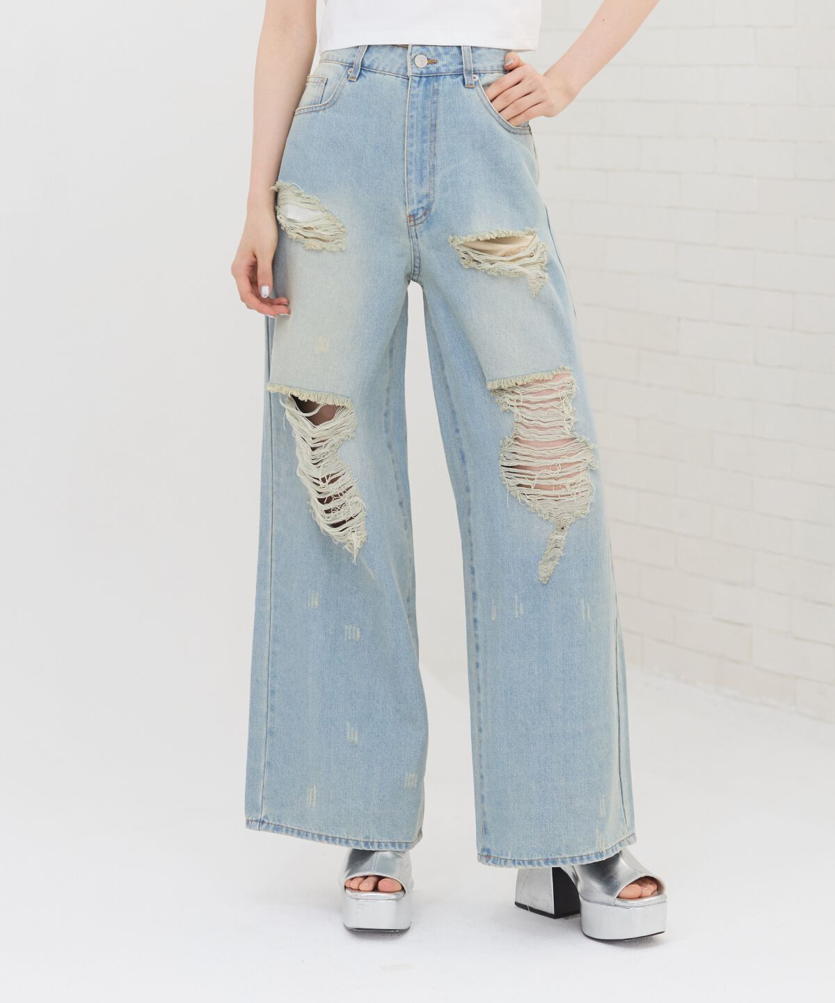 REDYAZEL「ハードダメージデニムパンツ」|デニム|