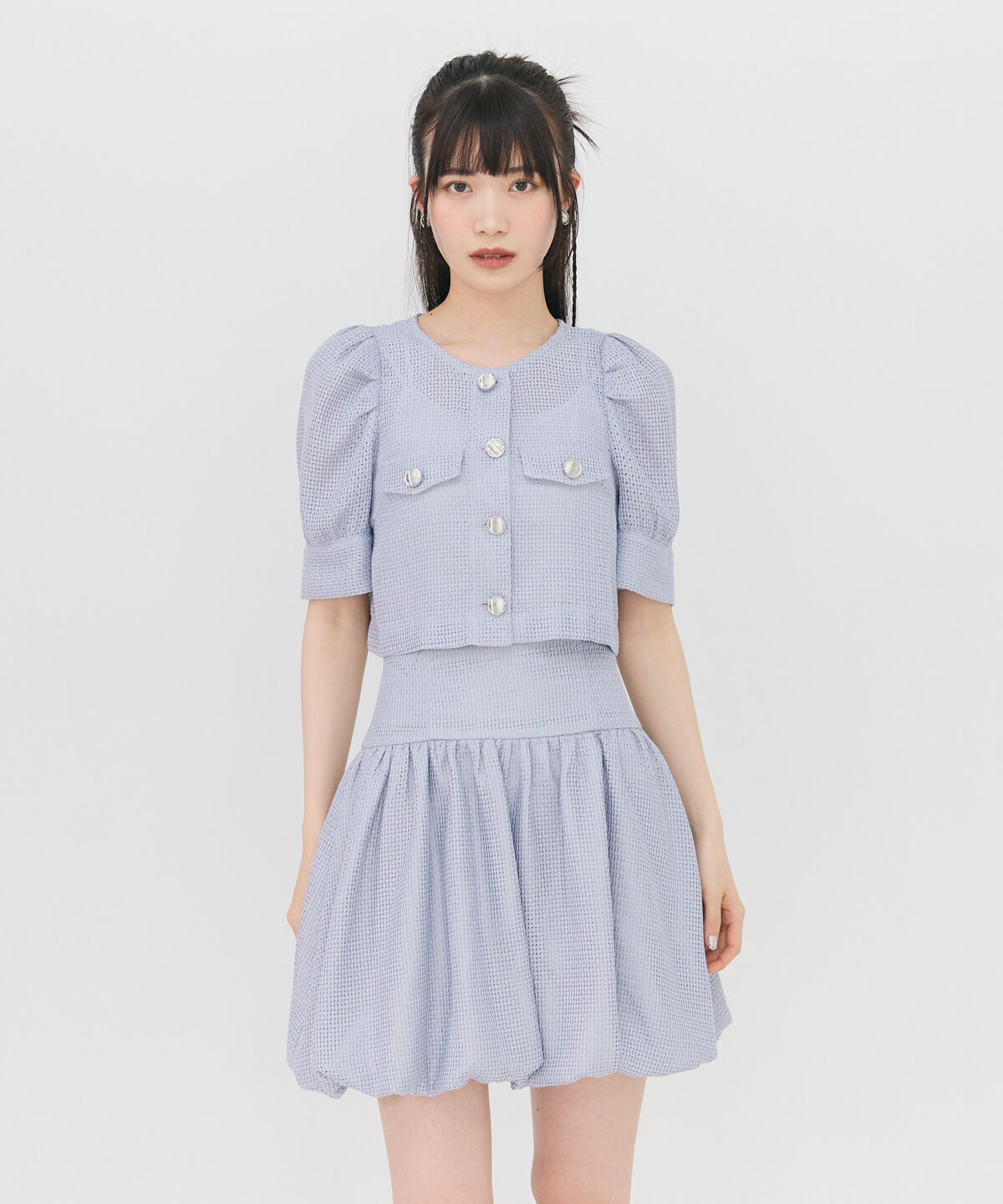 REDYAZEL「メッシュレースショートシャツ&times;バルーンスカートセットアップ」|ワンピース|