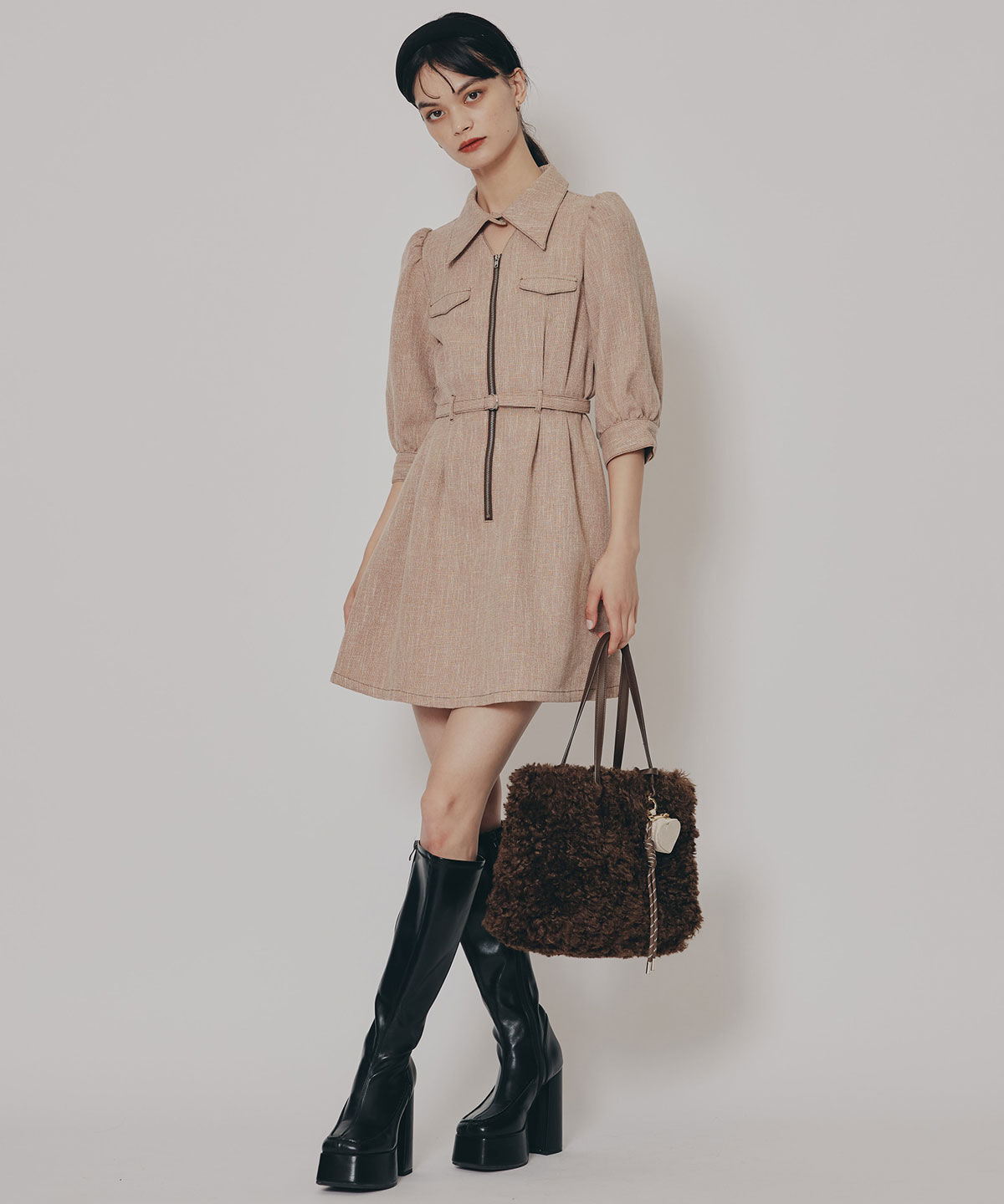 REDYAZEL「カラーミックスフロントZIPワンピース」|ワンピース|