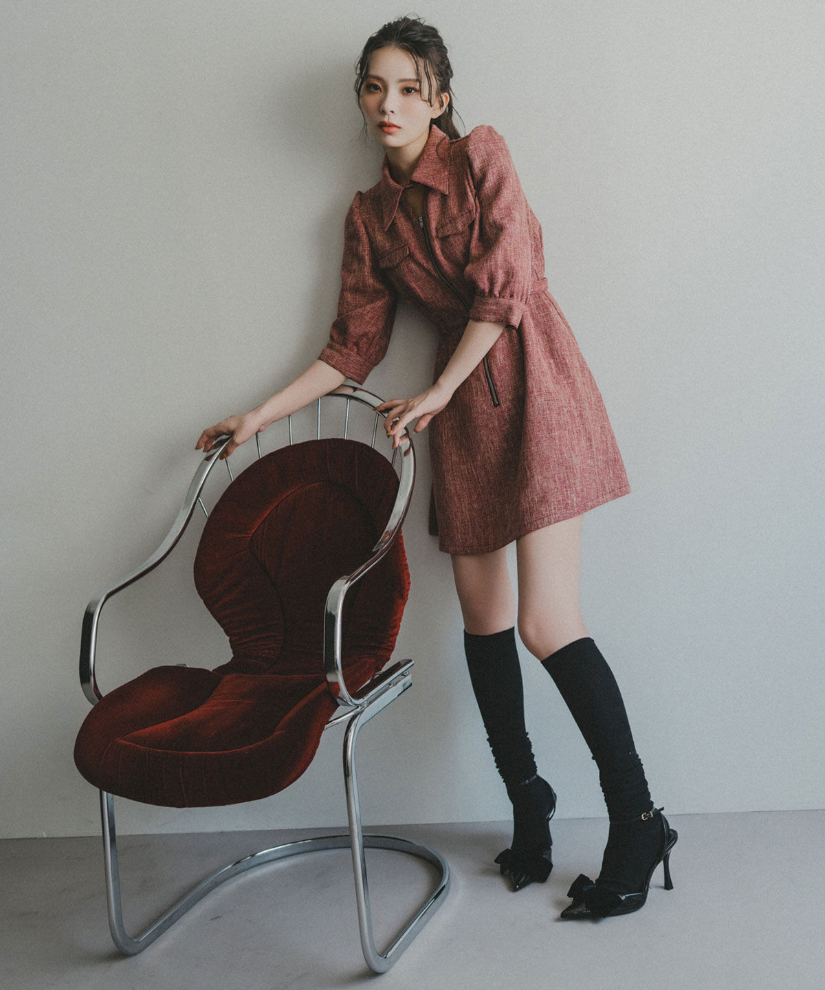 REDYAZEL「カラーミックスフロントZIPワンピース」|ワンピース|