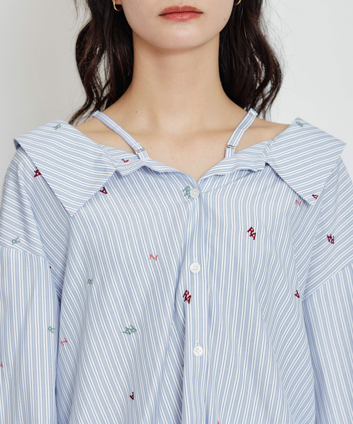 REDYAZEL「REDYAZELアルファベットロゴ刺繍2WAYシャツブラウス」|シャツ・ブラウス|