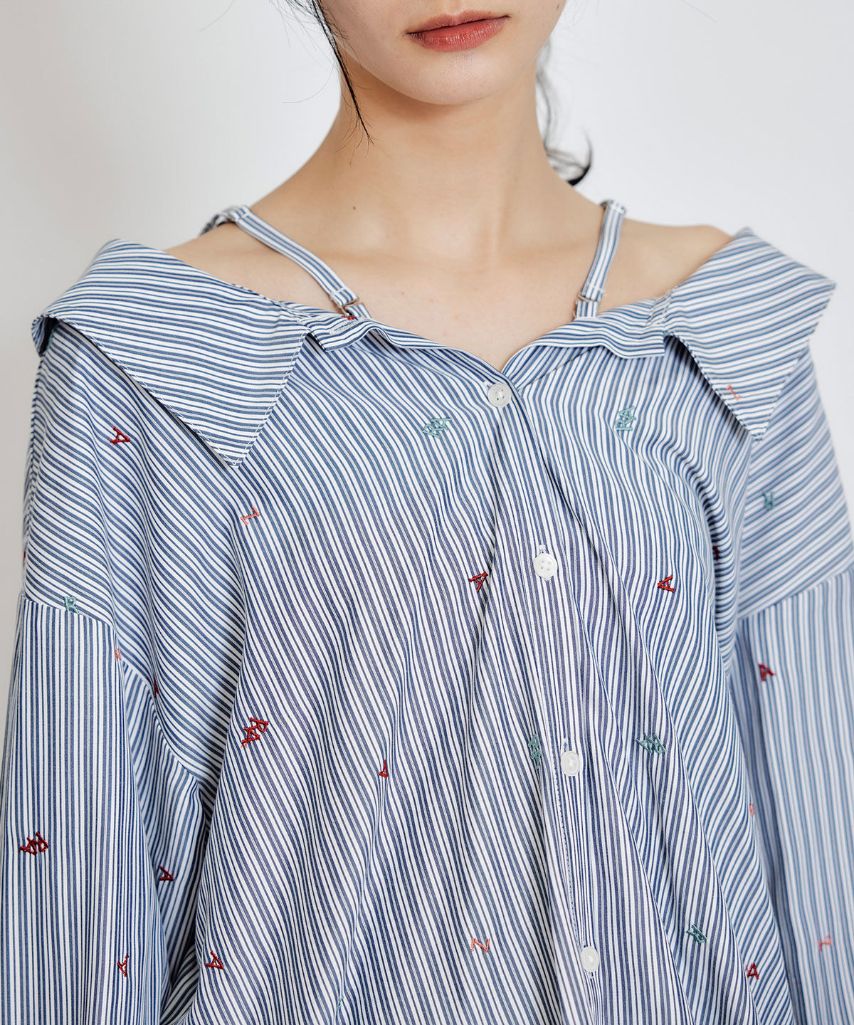 REDYAZEL「REDYAZELアルファベットロゴ刺繍2WAYシャツブラウス」|シャツ・ブラウス|