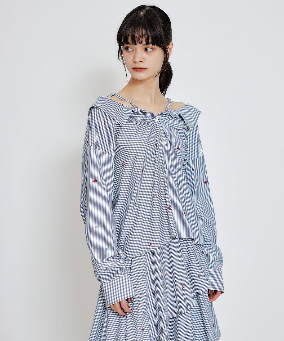 REDYAZEL「REDYAZELアルファベットロゴ刺繍2WAYシャツブラウス」|シャツ・ブラウス|