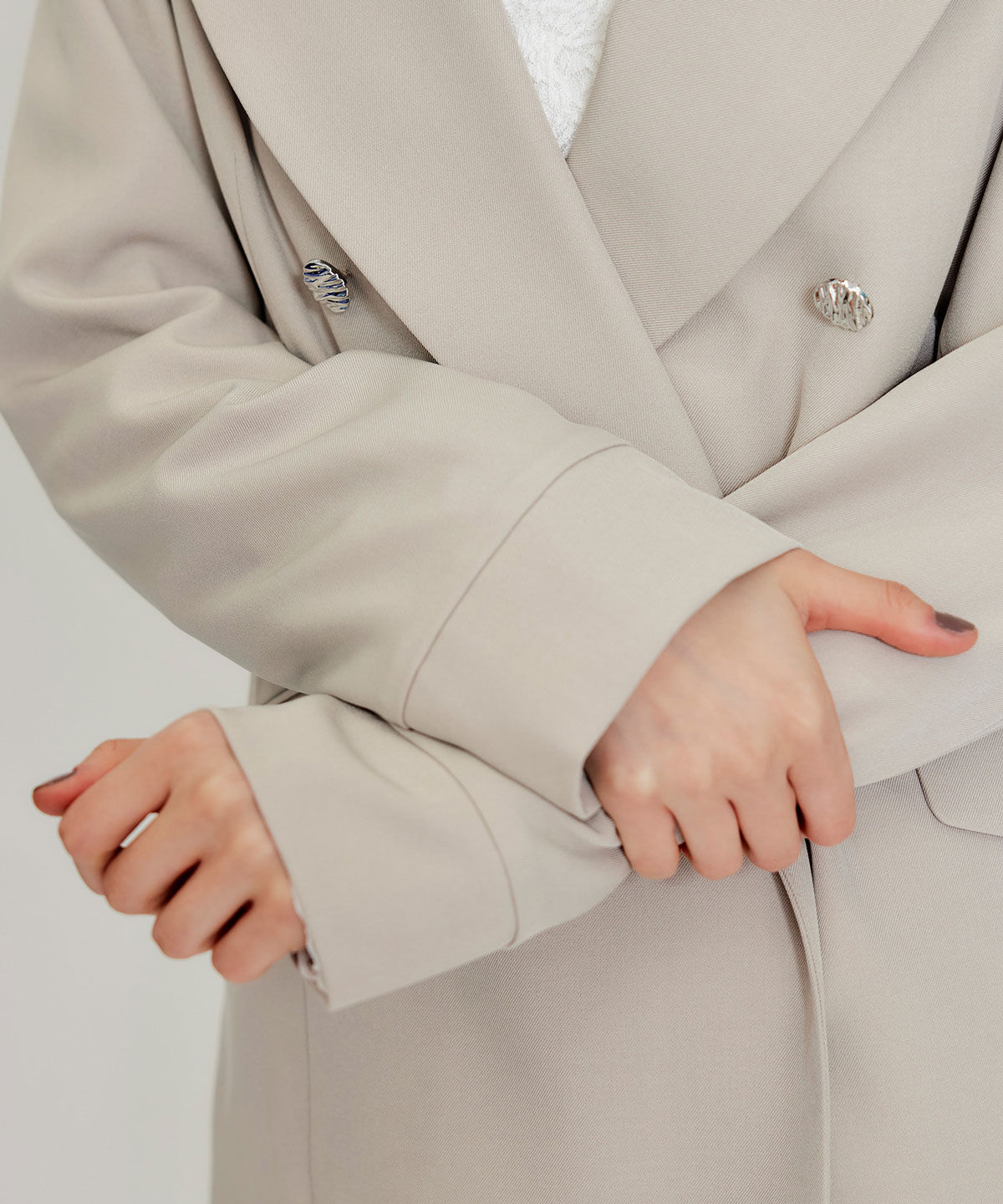 REDYAZEL「ワイドカラーミドルダブルジャケット」|テーラードジャケット|