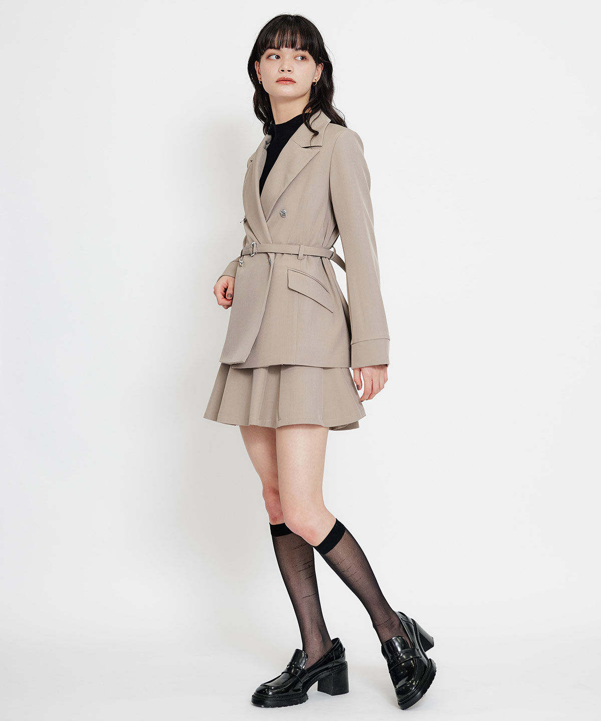 REDYAZEL「ワイドカラーミドルダブルジャケット」|テーラードジャケット|