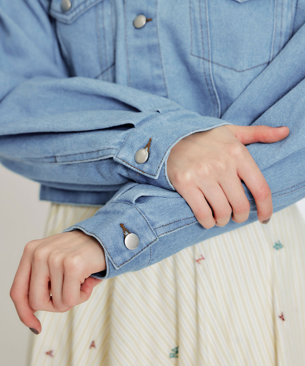 REDYAZEL「フラワービジューパールデニムジャケット」|デニムジャケット|