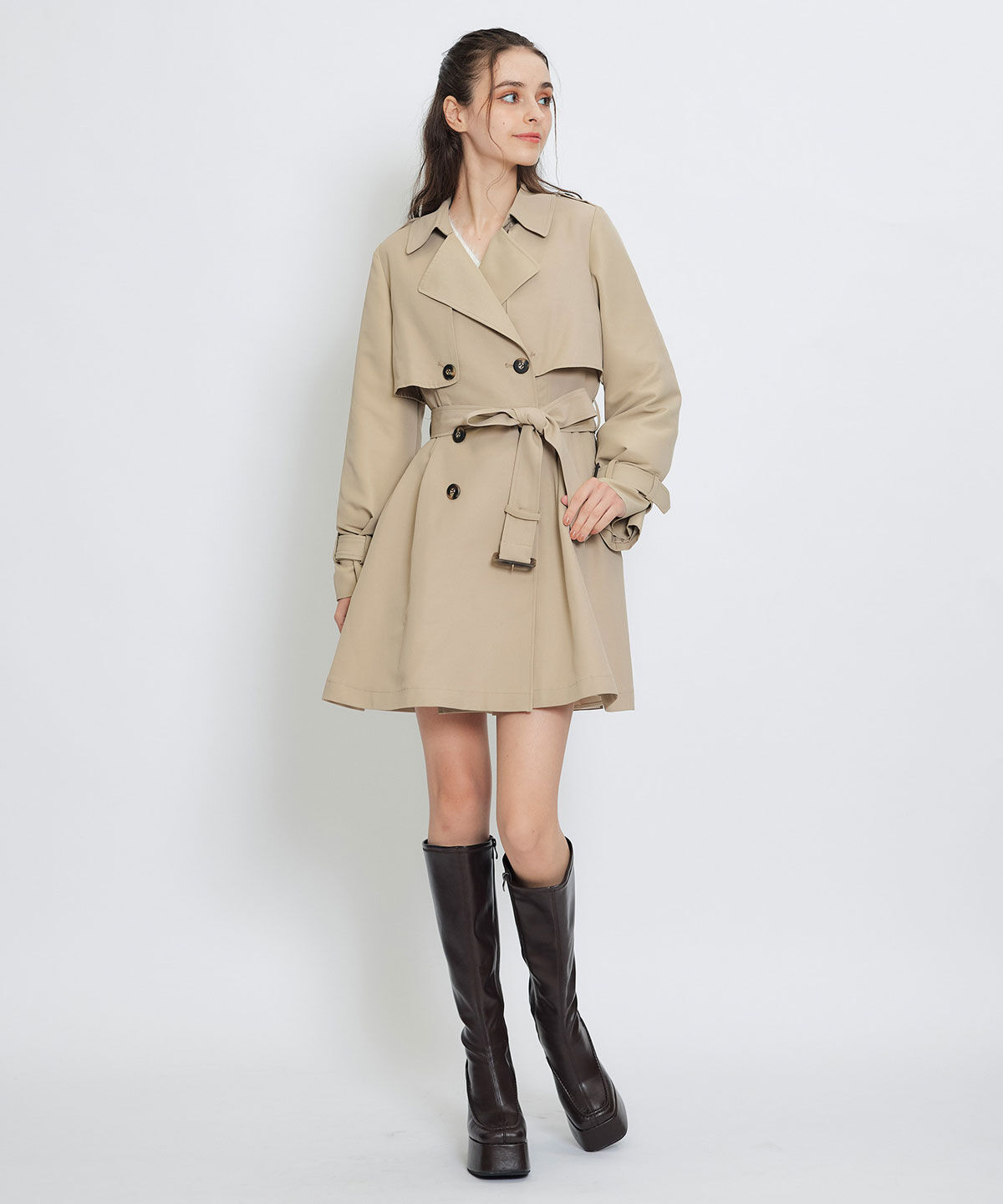 REDYAZEL「ウエストベルトショートトレンチコート」|トレンチコート|