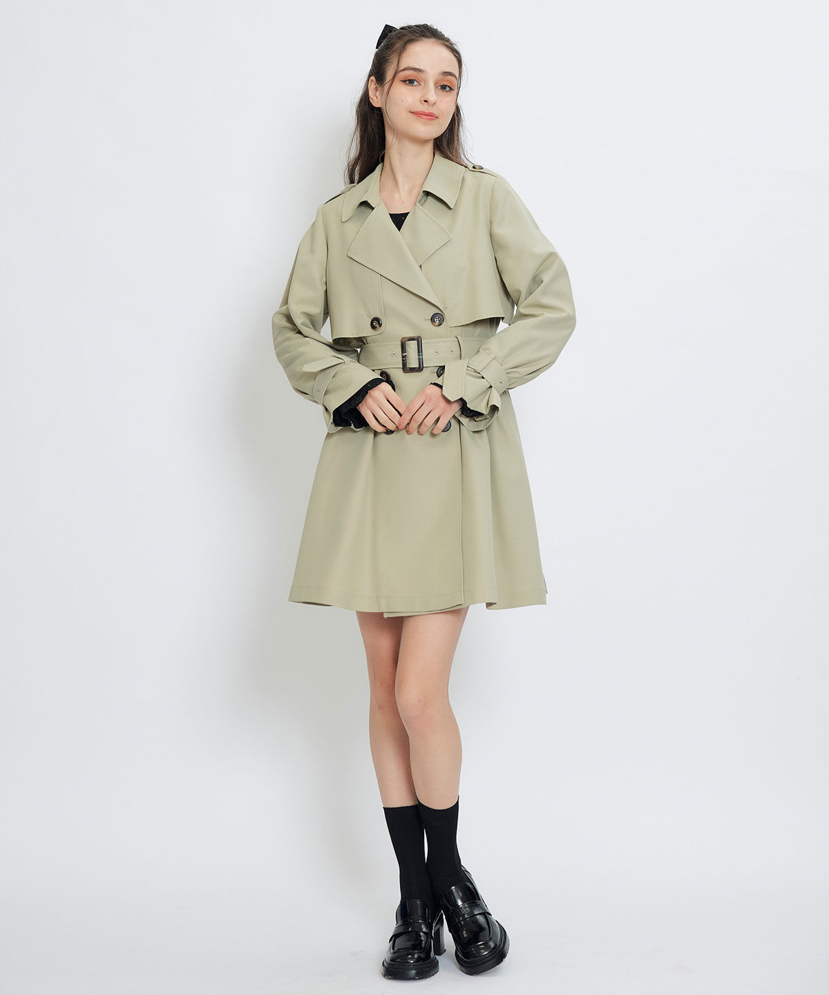 REDYAZEL「ウエストベルトショートトレンチコート」|トレンチコート|