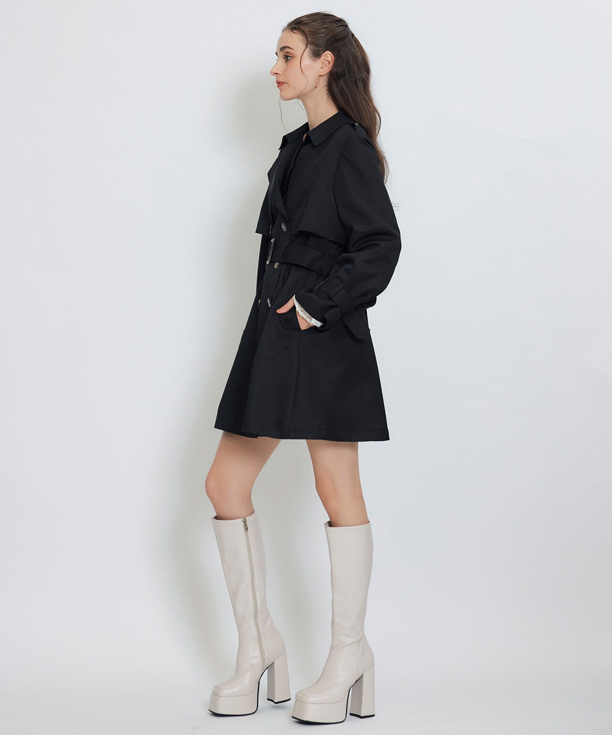 REDYAZEL「ウエストベルトショートトレンチコート」|トレンチコート|