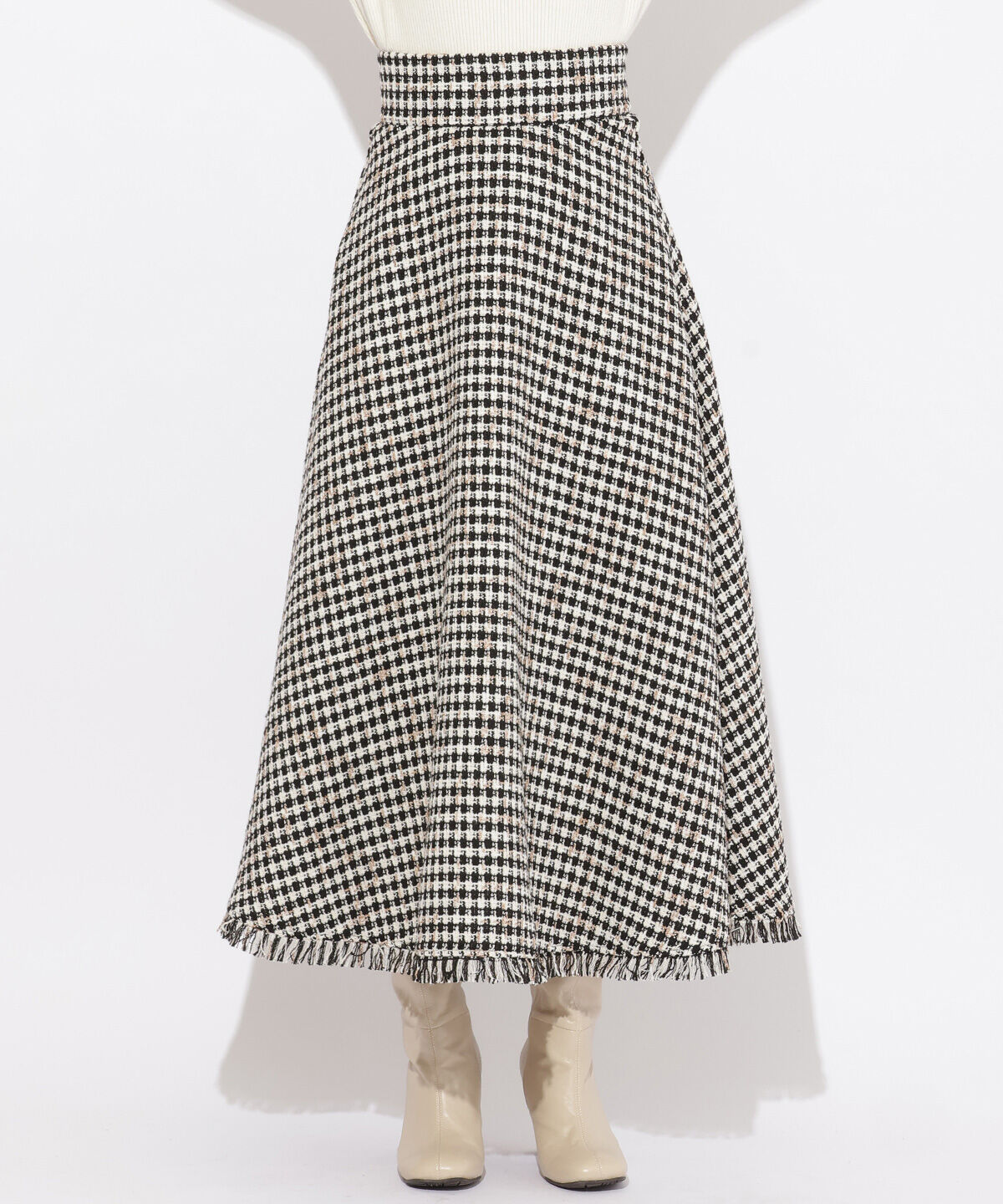 WILLSELECTION「フリンジチェックスカート」|フレア|