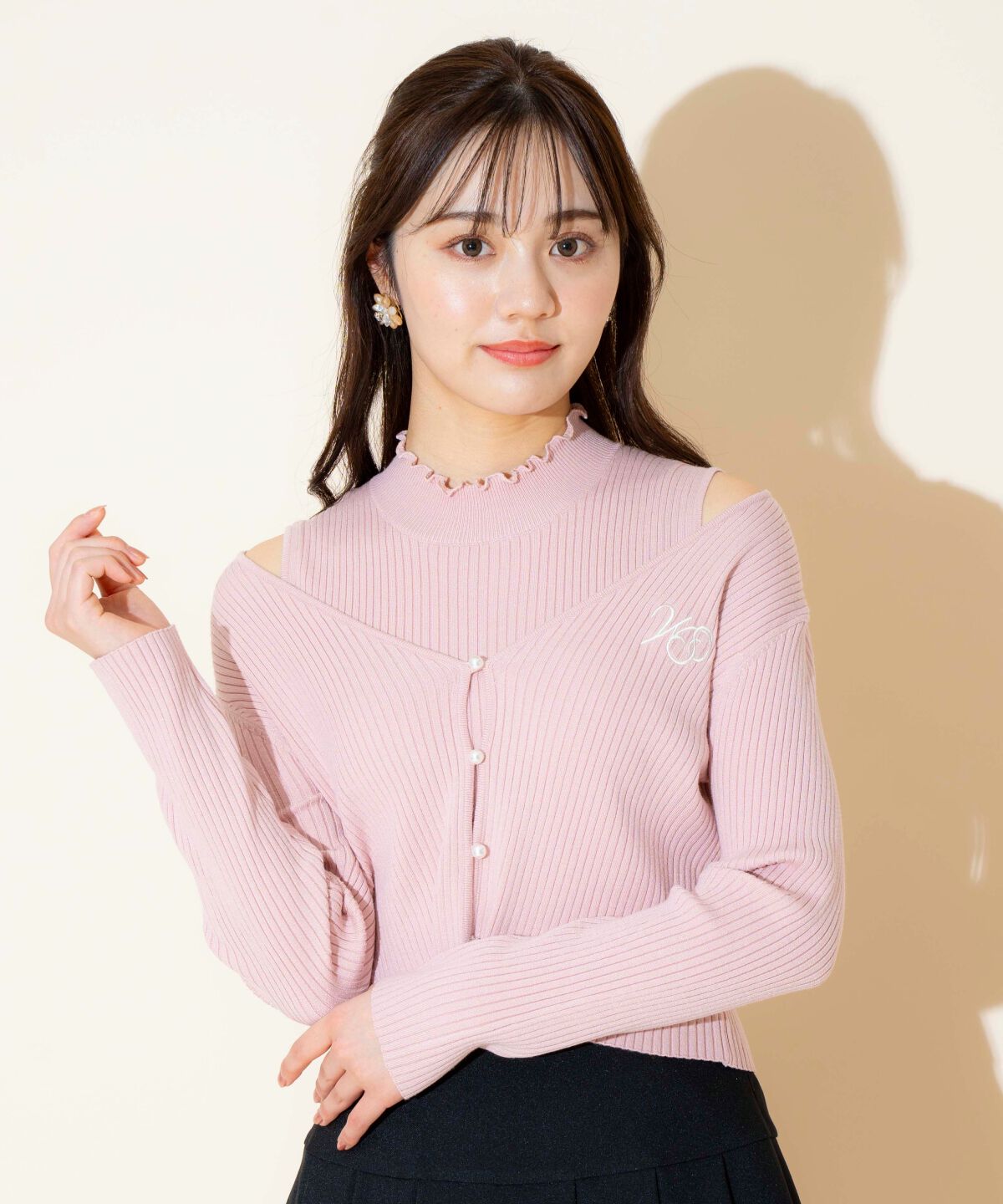 WILLSELECTION「ロゴ刺繍アンサンブル」|ニット・セーター|ピンク