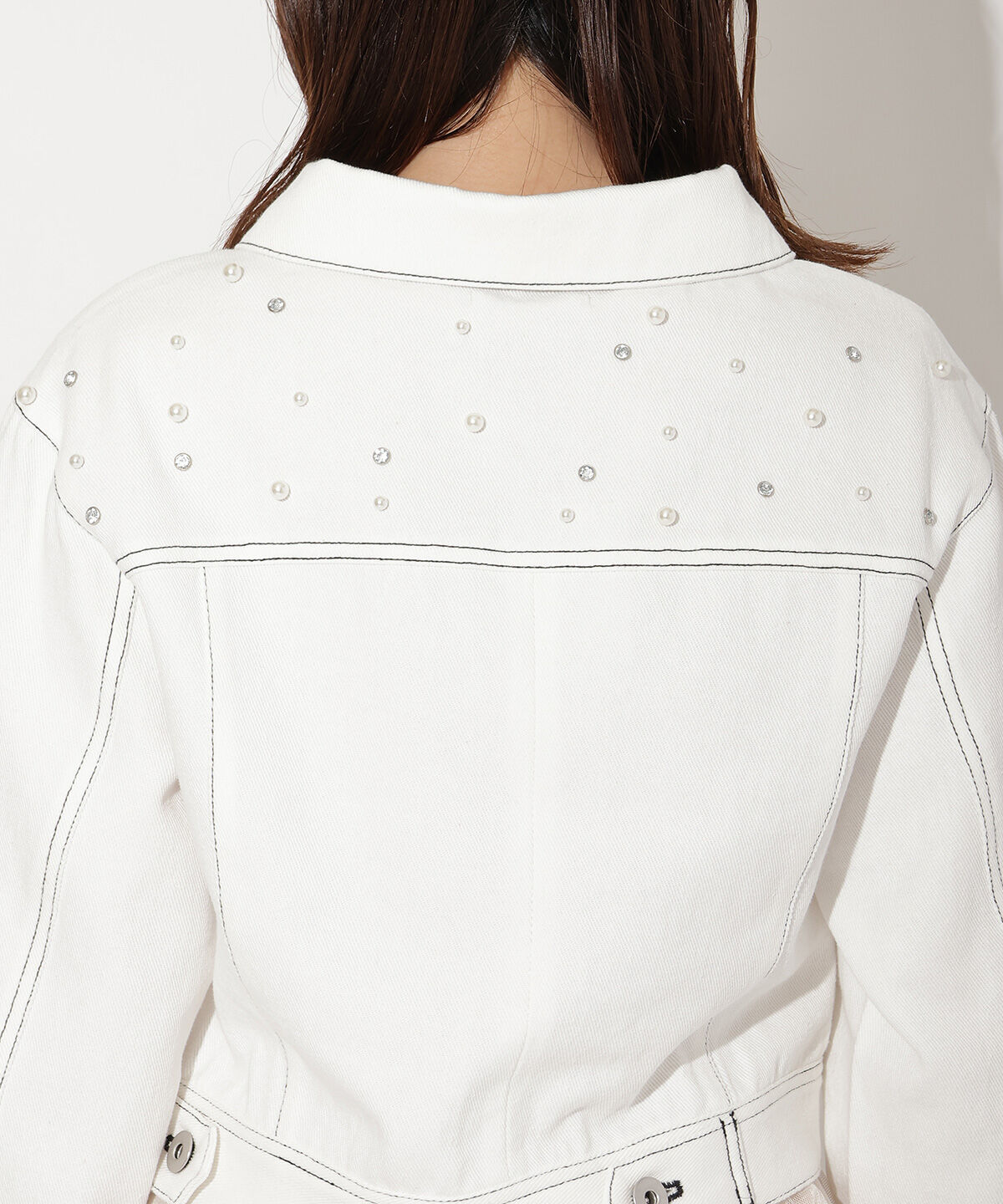 WILLSELECTION「ランダムパール付きデニムジャケット」|デニムジャケット|