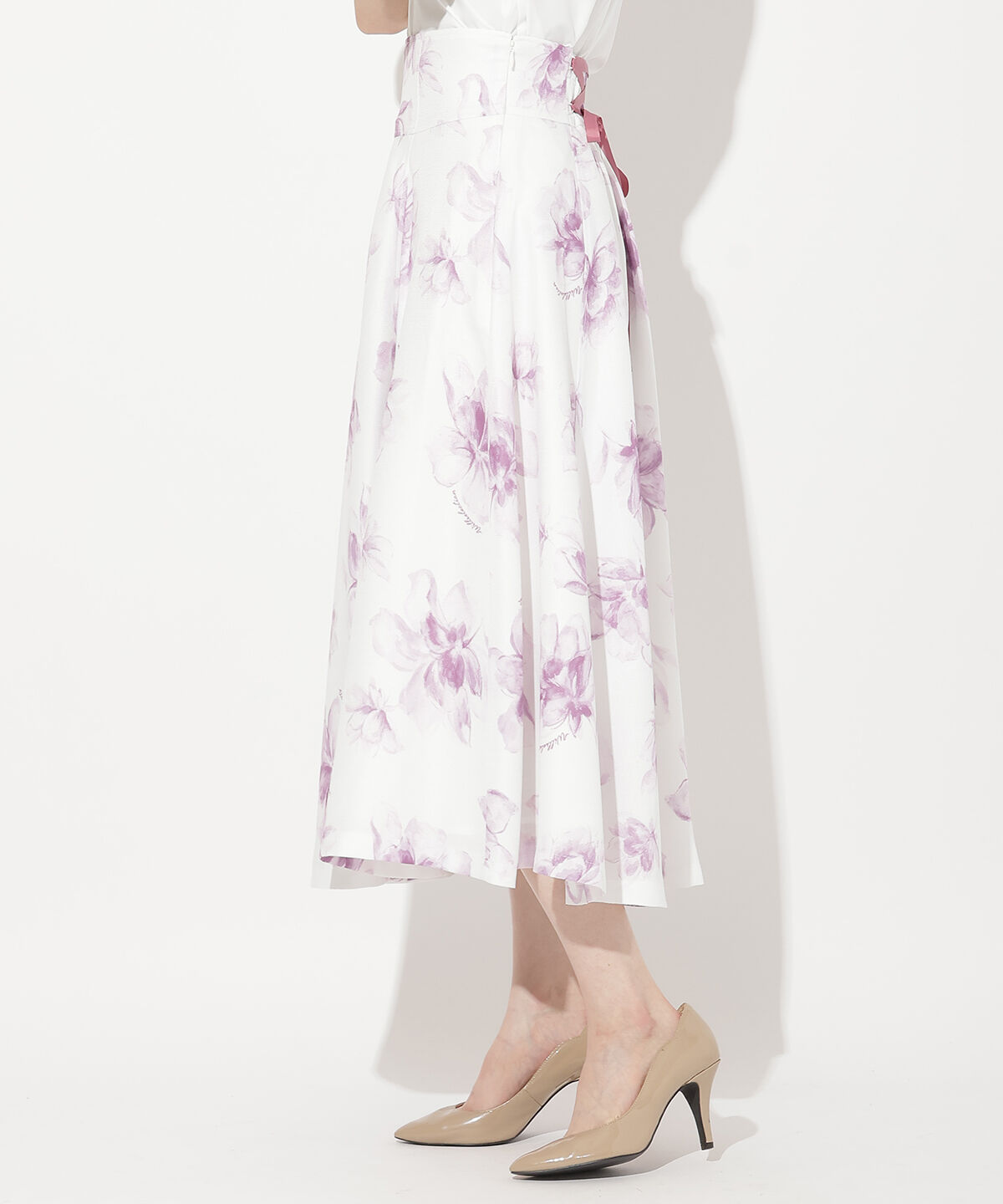 WILLSELECTION「水彩フラワープリントスカート」|フレア|