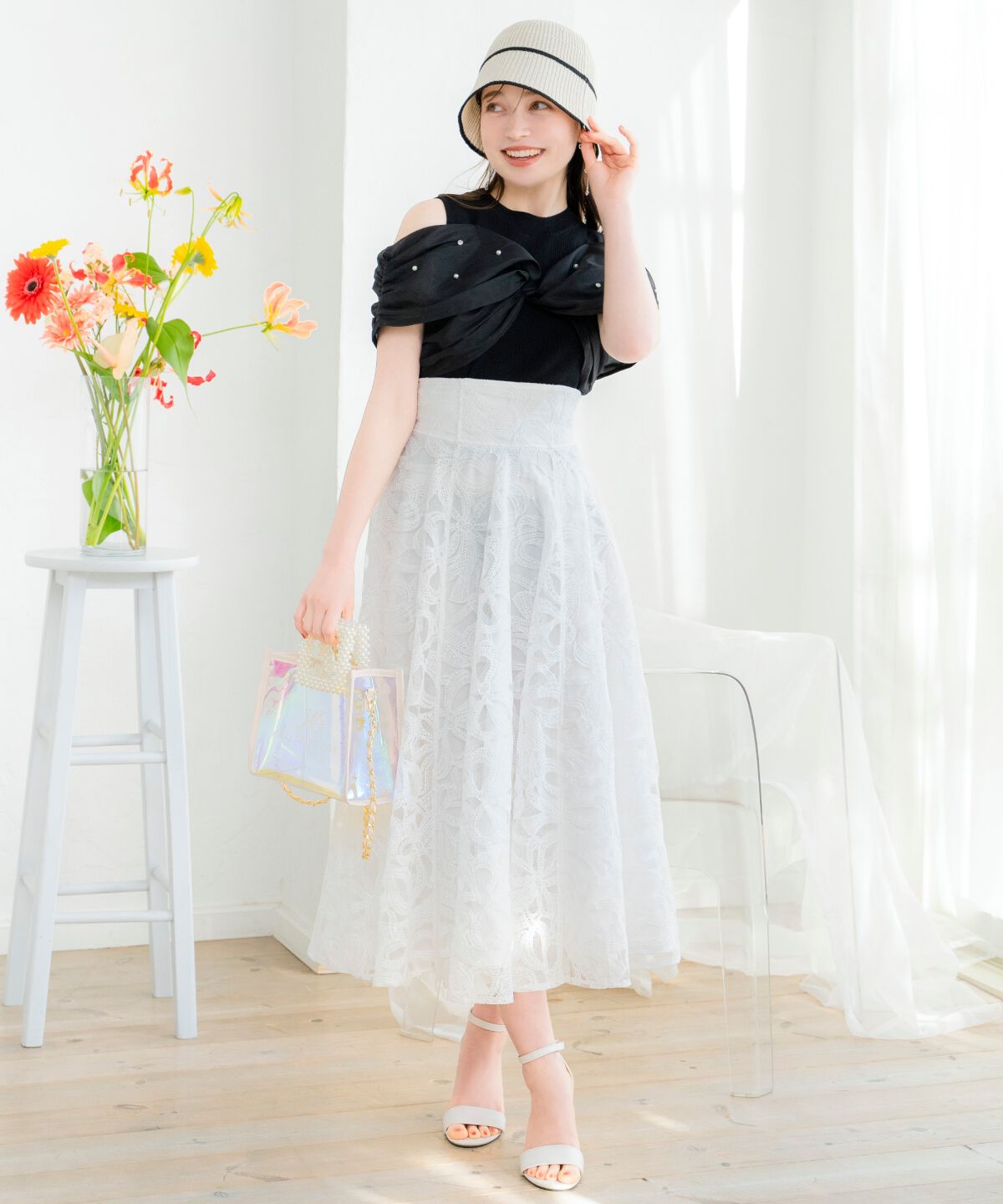WILLSELECTION「リボンレーススカート」|フレア|