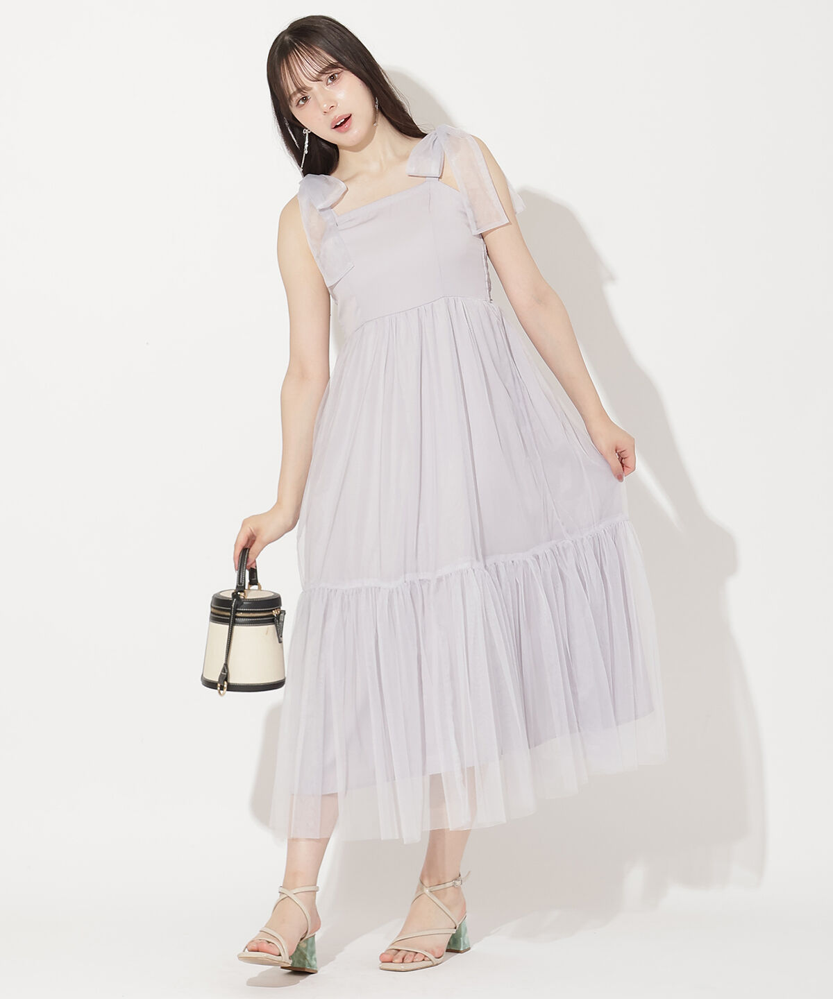 WILLSELECTION「ショルダーリボンチュールティアードワンピース」|ワンピース|