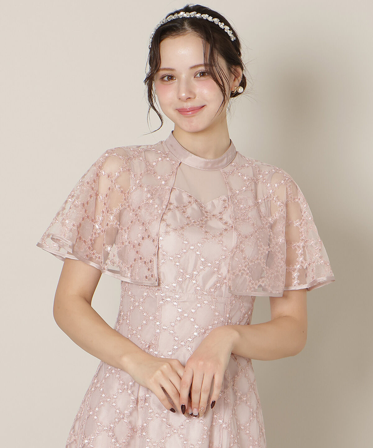 WILLSELECTION「パイピングケープフレアワンピース」|ドレス|