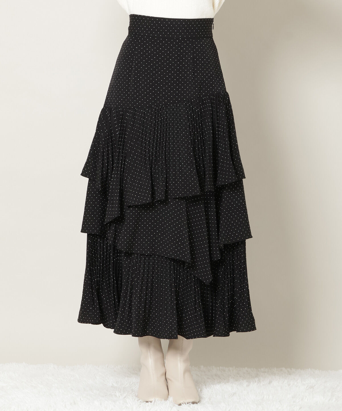 WILLSELECTION「プリーツシフォンティアードスカート」|フレア|