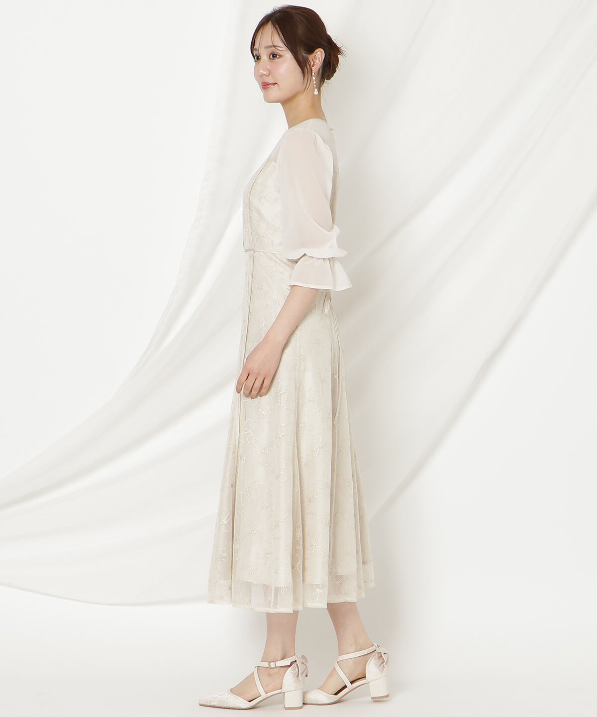 WILLSELECTION「パイピングラインレースフリルワンピース」|ドレス|