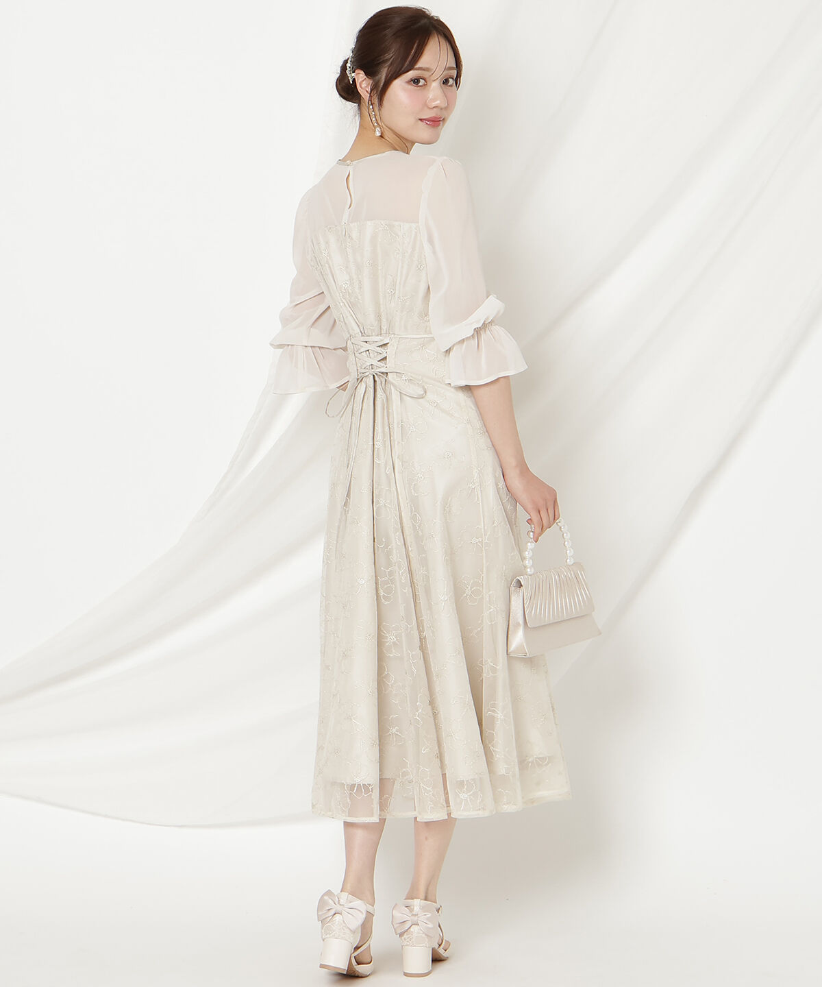 WILLSELECTION「パイピングラインレースフリルワンピース」|ドレス|