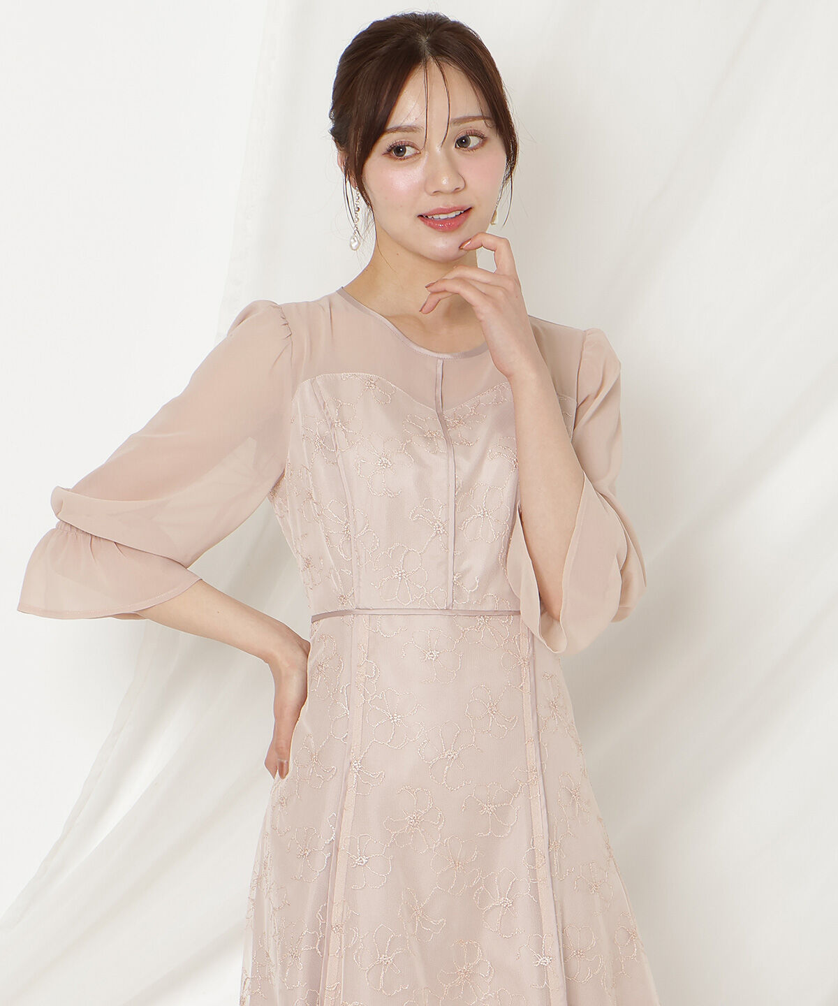 WILLSELECTION「パイピングラインレースフリルワンピース」|ドレス|