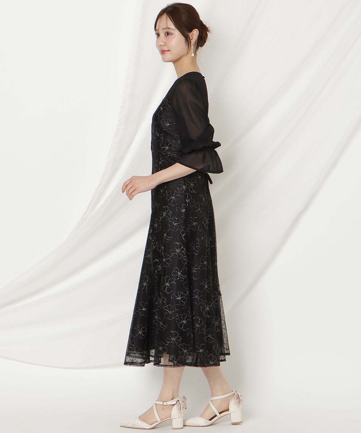 WILLSELECTION「パイピングラインレースフリルワンピース」|ドレス|