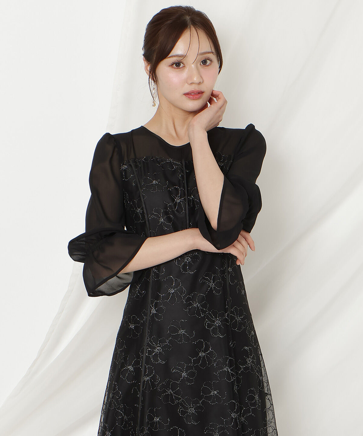 WILLSELECTION「パイピングラインレースフリルワンピース」|ドレス|