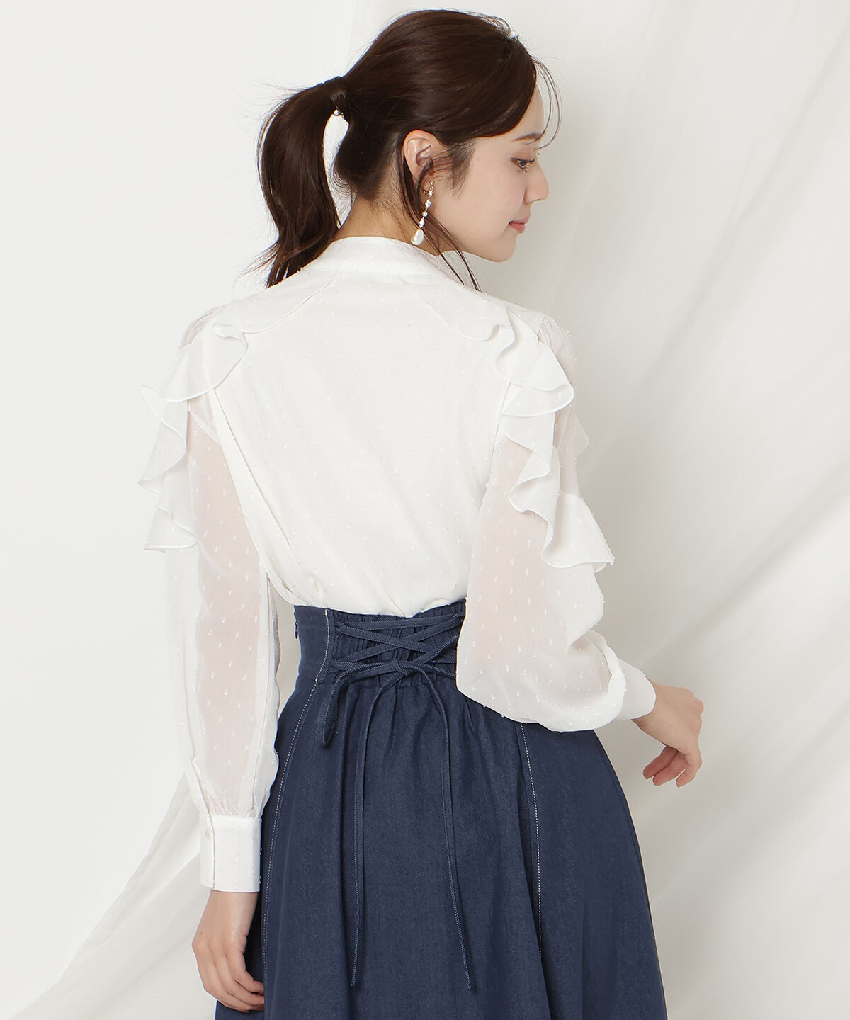 WILLSELECTION「ドビードットフリルブラウス」|シャツ・ブラウス|
