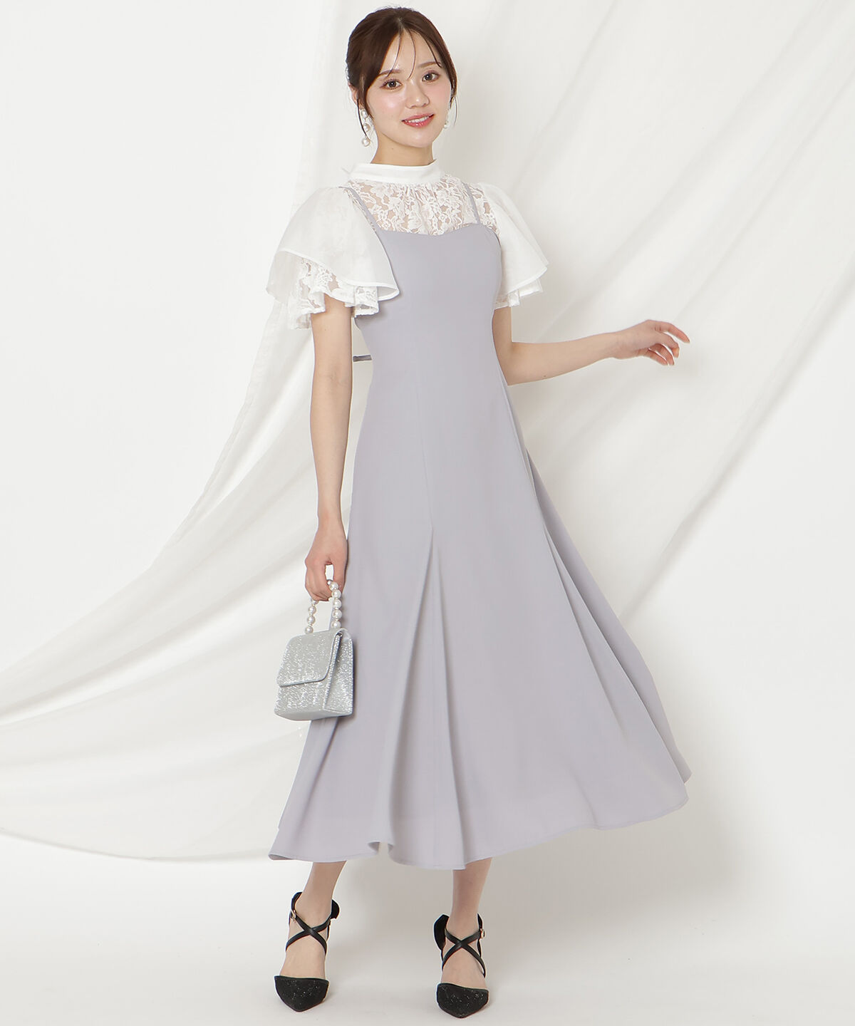 WILLSELECTION「バックリボンシフォンレースブラウス&times;フレアロングキャミワンピース」|ドレス|