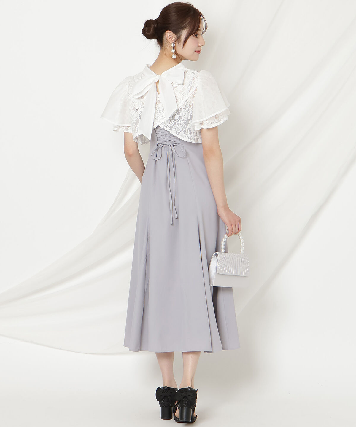 WILLSELECTION「バックリボンシフォンレースブラウス&times;フレアロングキャミワンピース」|ドレス|