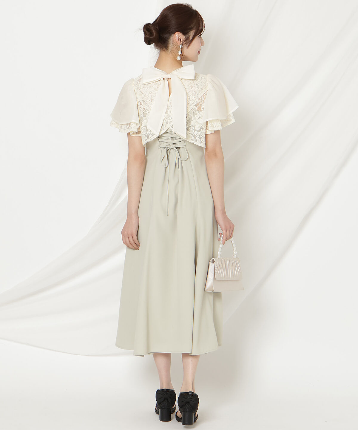 WILLSELECTION「バックリボンシフォンレースブラウス&times;フレアロングキャミワンピース」|ドレス|