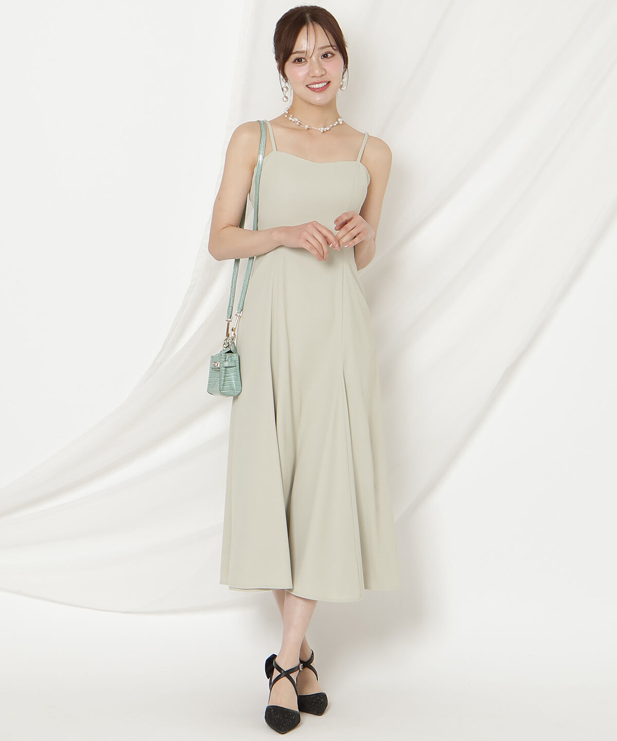 WILLSELECTION「バックリボンシフォンレースブラウス&times;フレアロングキャミワンピース」|ドレス|