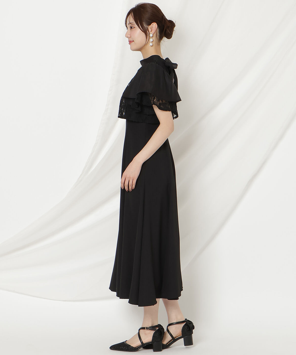 WILLSELECTION「バックリボンシフォンレースブラウス&times;フレアロングキャミワンピース」|ドレス|