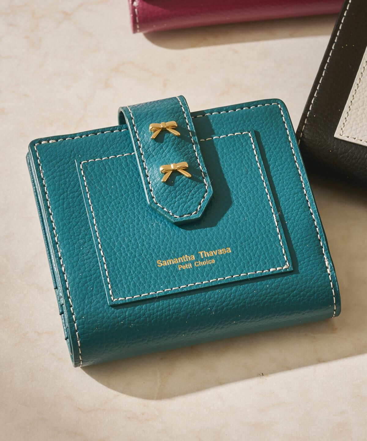 Samantha Thavasa Petit Choice「ダブルリボン ミニ財布」|財布|ﾀﾞｰｸｸﾞﾘｰﾝ