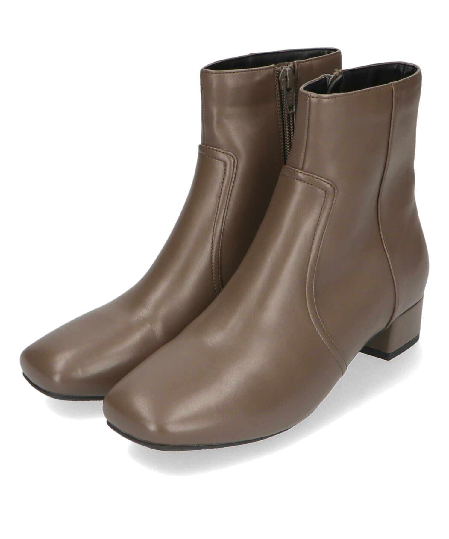 WA Oriental TRaffic「【 防寒 】スクエアトゥ プレーン ショートブーツ /32401 中敷き起毛 ＆ クッション」|ショートブーツ|